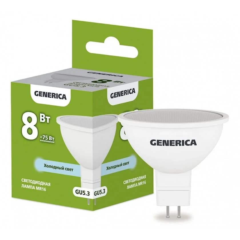 Светодиодная лампа MR16 8W 6500K GU5.3 Generica