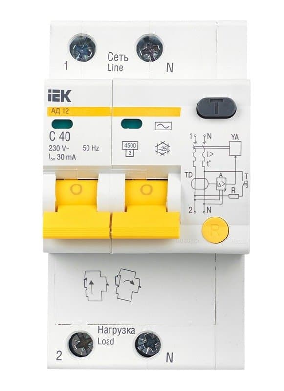 Differential automatic circuit breaker АD12 2Р C4030mА IEK