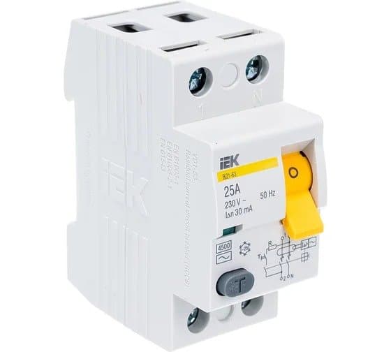 Differential circuit breaker (UZO) VD1-63 2Р 25А 30mА IEK