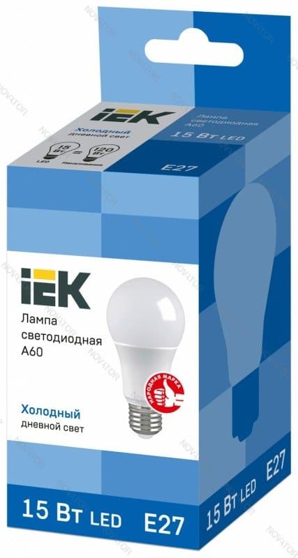 Лампа светодиоднаяA60 сфера 15Вт230В 6500К E27 IEK