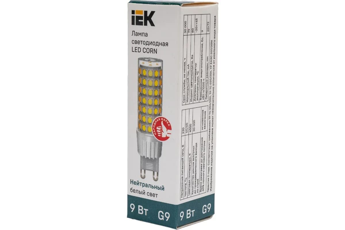 Светодиодная кукуруза G9 Капсула 9W 4000K 230 В IEK
