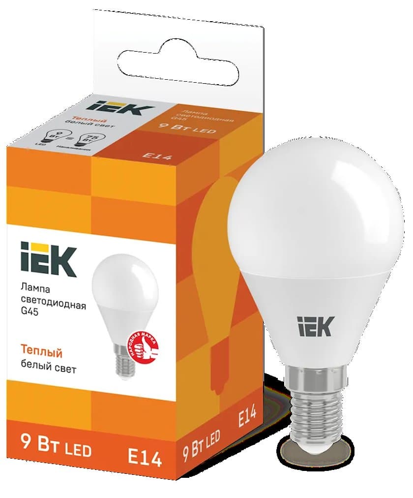 LED E14 Sphere G45 9W 3000K 230V IEK