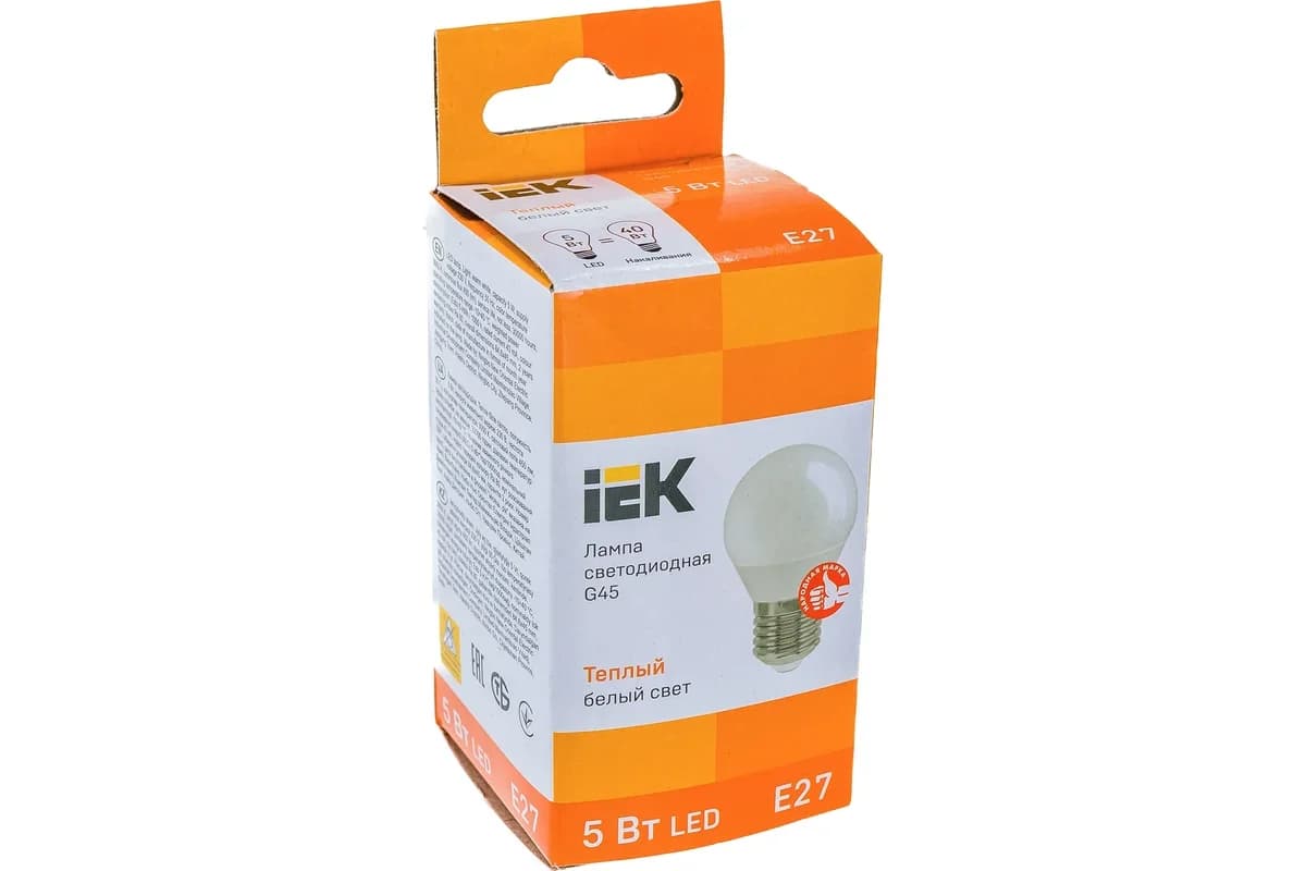 LED E27 Sphere G45 9W 3000K 230 В IEK