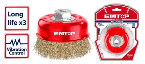 Məftilli fırça 75mm qızılıı Emtop