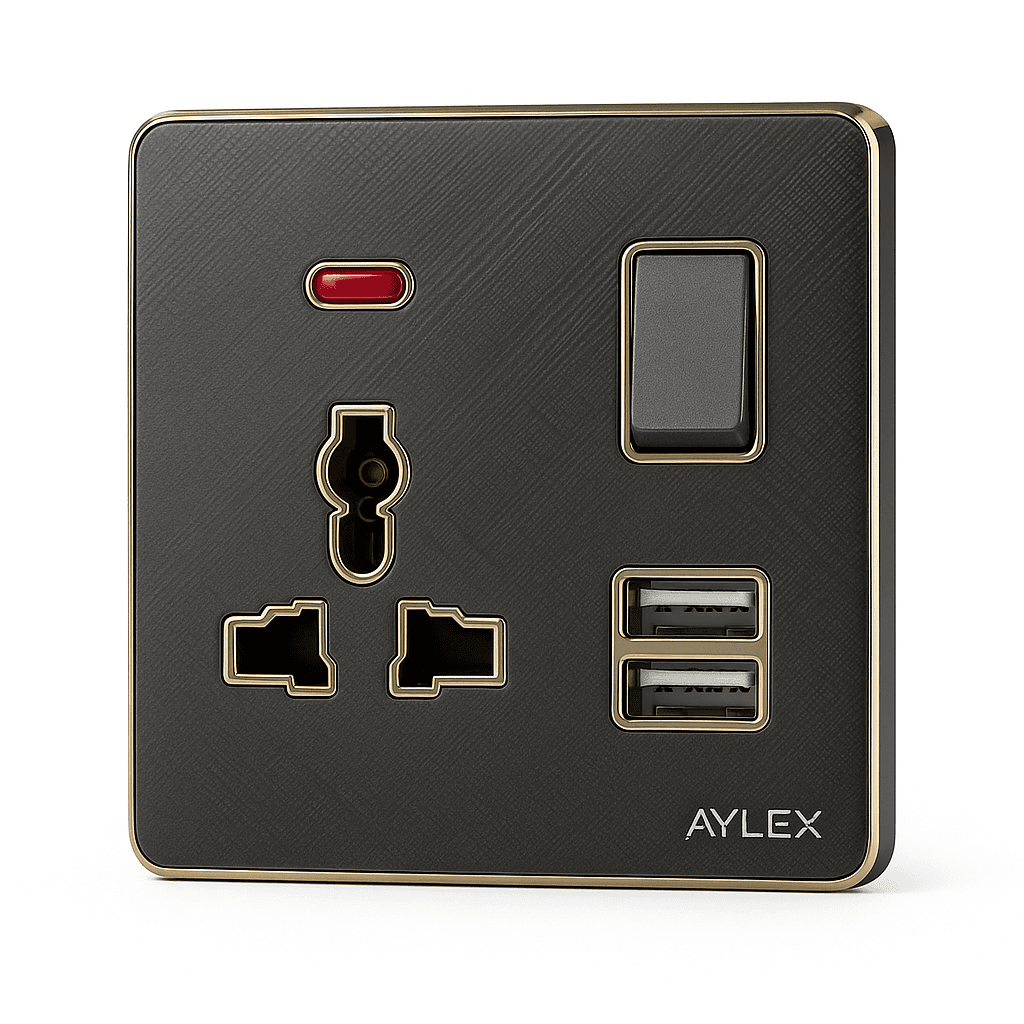 Universal nest + Indigator + Key + 2usb K2 Acrylic Gray Aylex 1-73