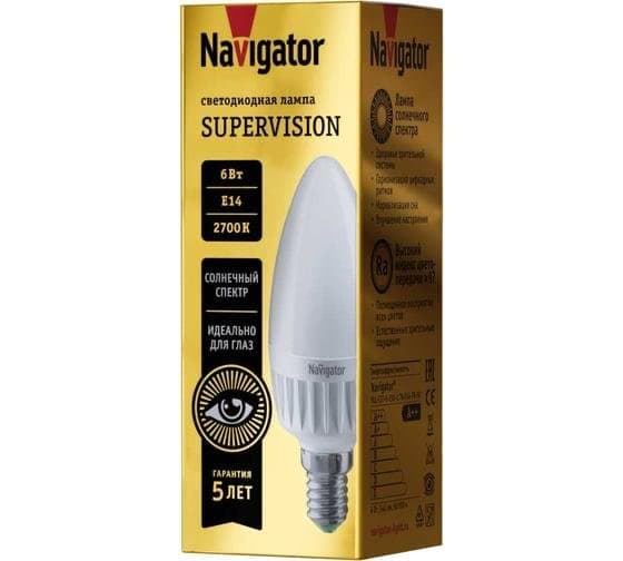 Lamp 80545 NLL-C37-6-230-2,7K-E14-FR-SV Navigator