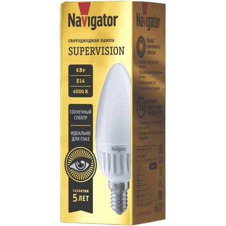 Lamp 80546 NLL-C37-6-230-4K-E14-FR-SV Navigator