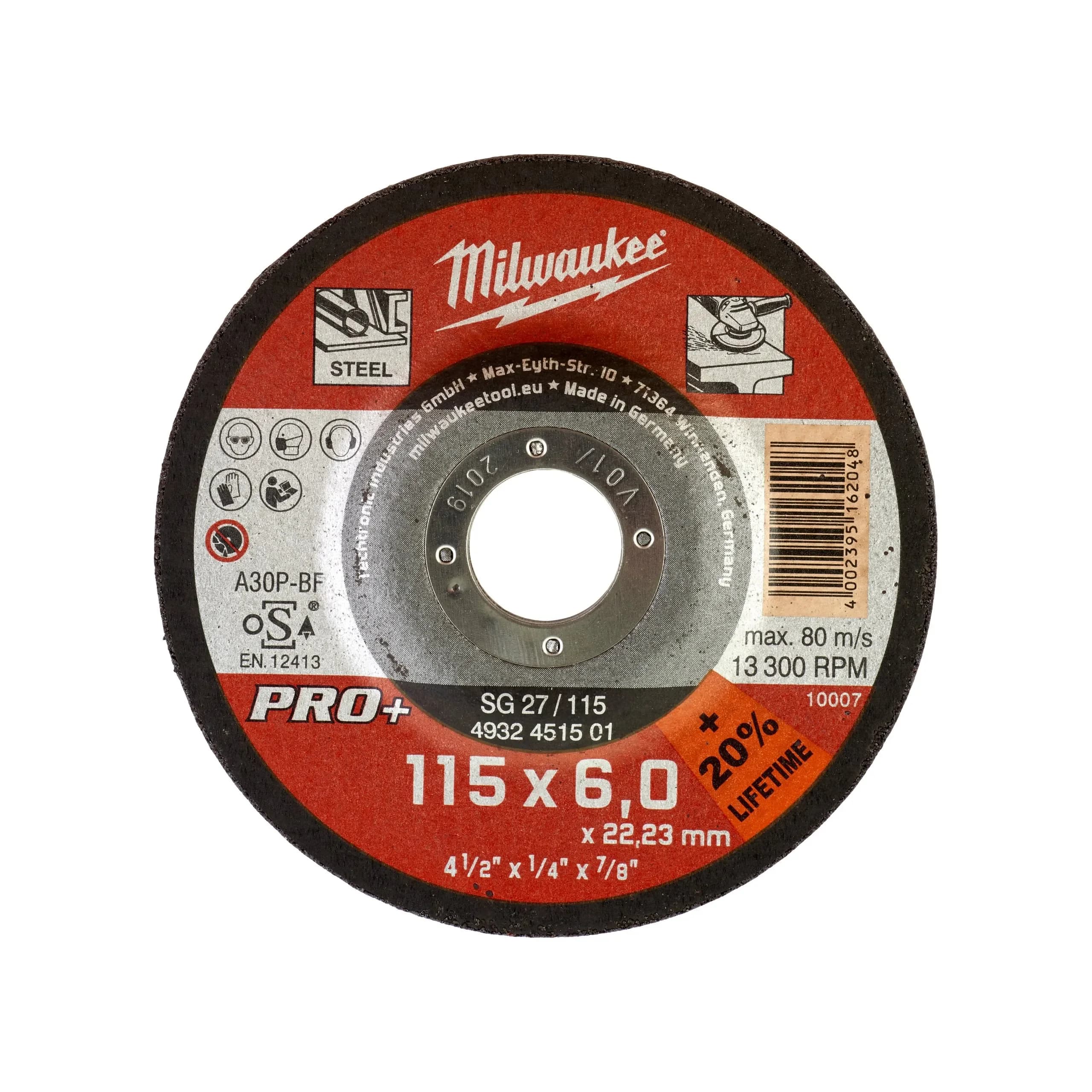 Шлифовальный диск для Metal Pro + SG 27 115x6 мм Milwaukee 4932451501