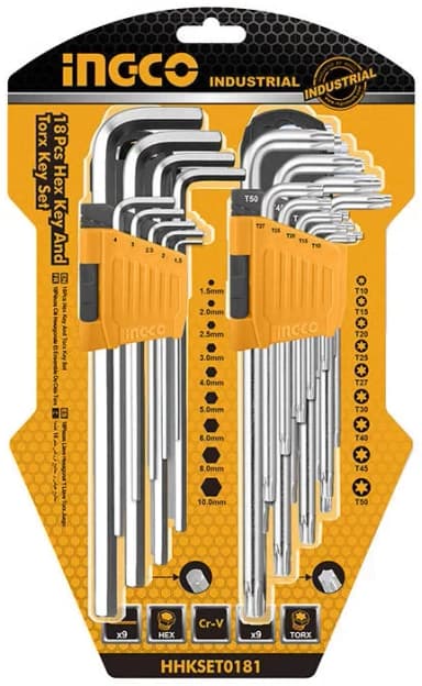 Hexagon and star key set 18 pieces Ingco