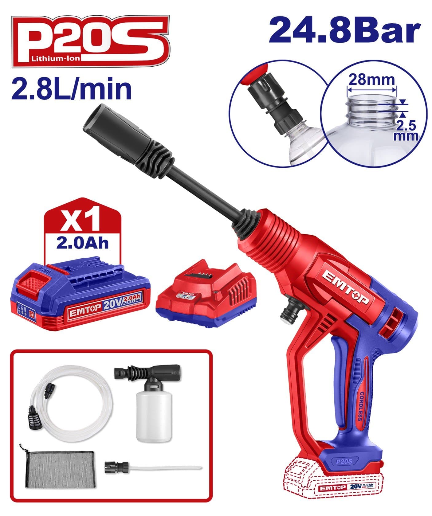 Washing EMTOP with high pressure battery