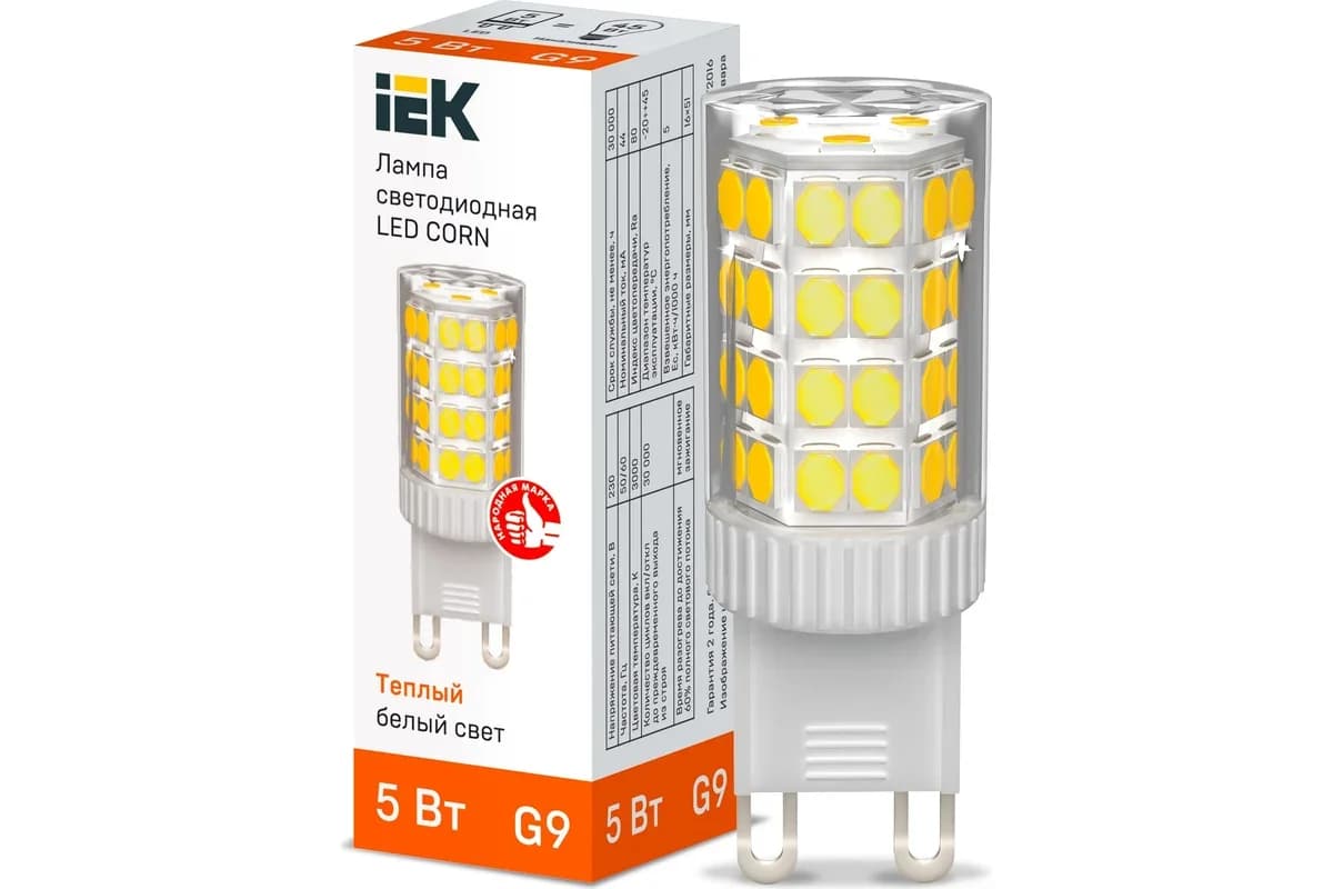 Светодиодная кукуруза G9 Капсула 5W 3000K 230 В IEK