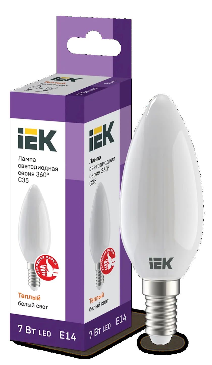 Светодиод E14 Damascus C35 7W 3000K 230V IEK
