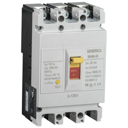 3P 125A Avtomat 18kA BA66-33 Generica BA66-33-125