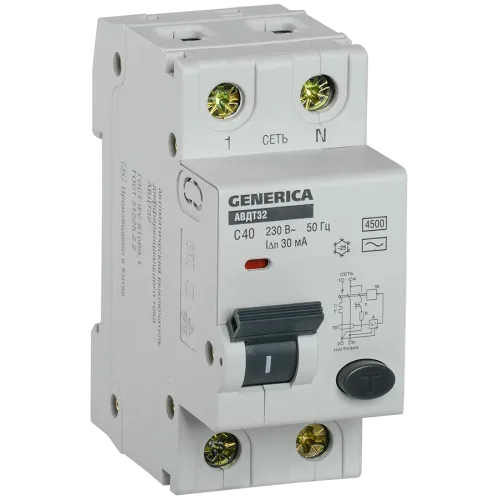 AVDT32 C40 - Автоматическое электричество дифференциального тока Generica AVDT32 C40