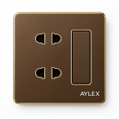 Açar+ 2 elektrik yuvası 16A K2 akrilik qəhvəyi Aylex 1-93