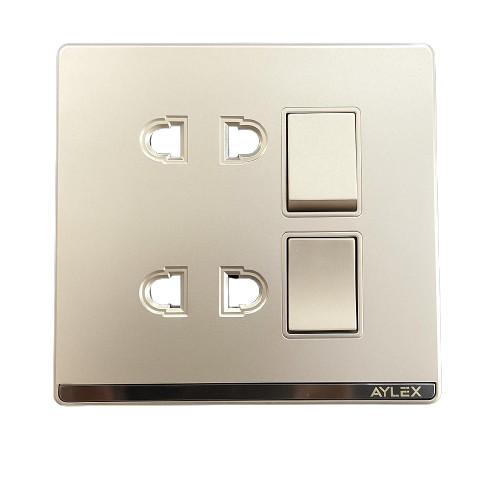 Açar 2-li+ 2 elektrik yuvası 16A A4 qızılı Aylex 1-9 Açar 2-li+ 2 elektrik yuvası 16A A4 qızılı Aylex 1-9