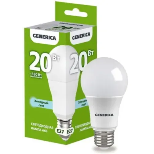 Светодиодные груши A60 20W 6500K E27 Generica