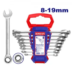 Cırcır açar dəsti 8 parça 8-19mm Emtop ECSS10803