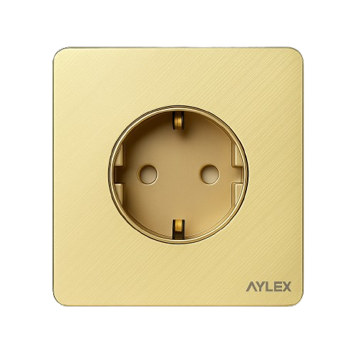 Elektrik yuvası torpaqlı 16A K2 akrilik qızılı Aylex 1-61 Elektrik yuvası torpaqlı 16A K2 akrilik qızılı Aylex 1-61