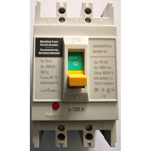 3P 100A Avtomat 18kA BA66-31 Generica BA66-31-100 3P 100A Avtomat 18kA BA66-31 Generica BA66-31-100