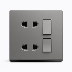Açar 2-li +2 elektrik yuvası 16A A4 boz Aylex 1-26