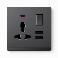 Açar+universal yuva+indiqator+2usb A4 boz Aylex 1-22