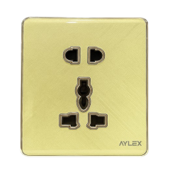 Universal elektrik yuvası+sadə 16A K2 akrilik qızılı Aylex 1-57