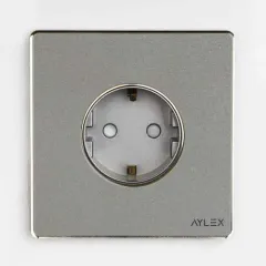 Elektrik yuvası torpaqlı 16A K2 akrilik boz Aylex