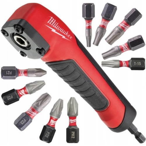 Əyri ucluq aləti 90° və sverlo dəsti 11 parça Milwaukee 4932471274