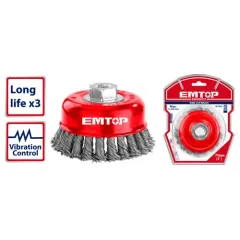 Məftilli fırça 75mm gümüşü Emtop EWCB20755