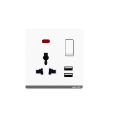 Açar+universal yuva+indiqator+2usb A4 ağ Aylex 1-39