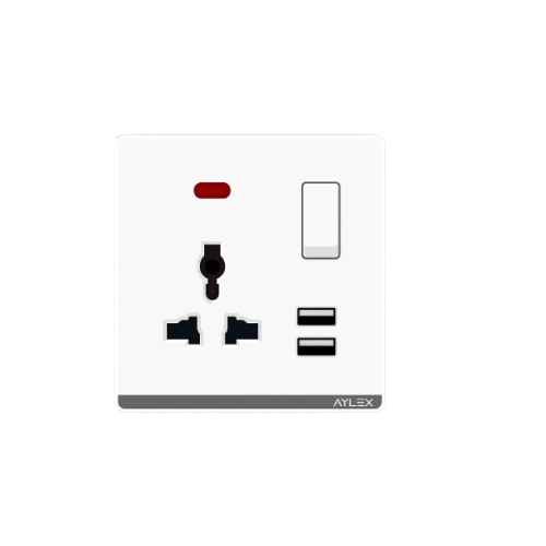 Açar+universal yuva+indiqator+2usb A4 ağ Aylex 1-39 Açar+universal yuva+indiqator+2usb A4 ağ Aylex 1-39