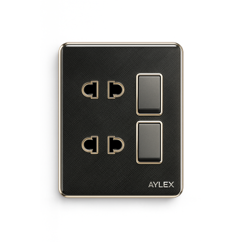Açar 2-li+ 2 elektrik yuvası 16A K2 akrilik boz Aylex 1-77 Açar 2-li+ 2 elektrik yuvası 16A K2 akrilik boz Aylex 1-77