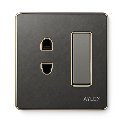 Açar+elektrik yuvası 16A K2 akrilik boz Aylex 1-75