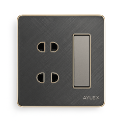Açar+ 2 elektrik yuvası 16A K2 akrilik boz Aylex 1-76