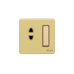 Açar+elektrik yuvası 16A K2 akrilik qızılı Aylex 1-58