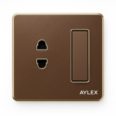 Açar+elektrik yuvası 16A K2 akrilik qəhvəyi Aylex 1-92