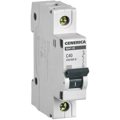1x40A C tipli 4.5kA Avtomat BA47-29 Generica BA47-29-1-40 1x40A C tipli 4.5kA Avtomat BA47-29 Generica BA47-29-1-40