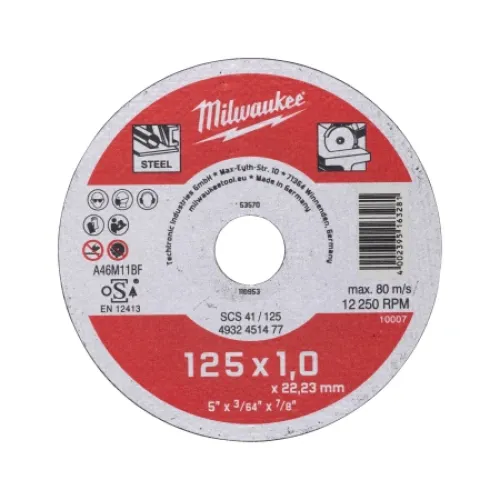 Thin Metal Cutting Discs Contractor Series SCS 41 125x1 mm Milwaukee 4932451477